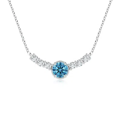 ANGARA VINTAGE INSPIRED LAB-GROWN FANCY INTENSE BLUE AND WHITE DIAMOND CURVED BAR PENDANT