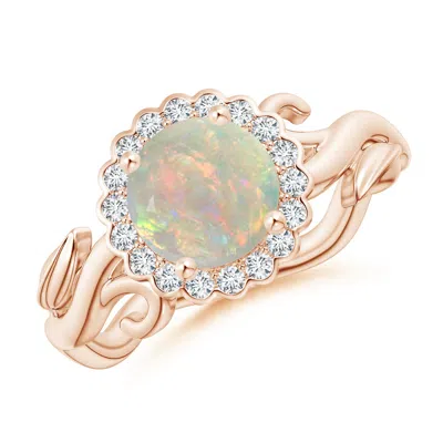 ANGARA VINTAGE INSPIRED OPAL FLOWER AND VINE RING