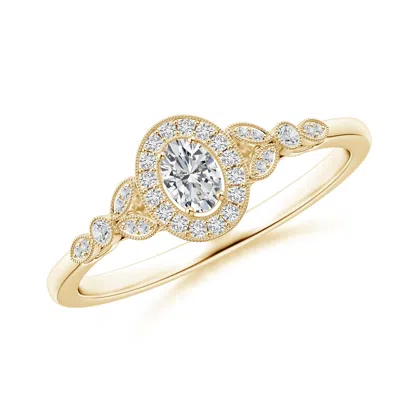 ANGARA VINTAGE INSPIRED OVAL DIAMOND HALO ENGAGEMENT RING