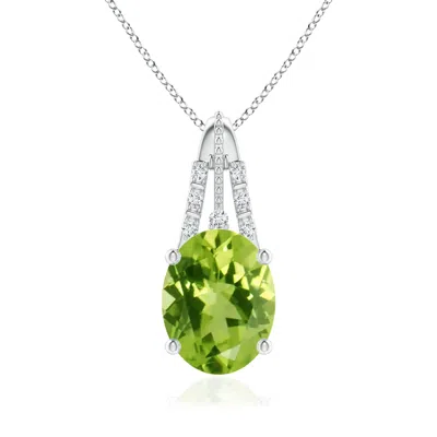 ANGARA VINTAGE INSPIRED OVAL PERIDOT AND DIAMOND LEO PENDANT