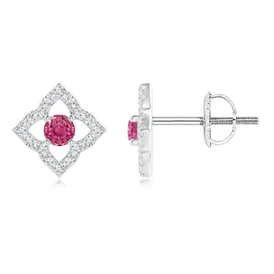 ANGARA VINTAGE INSPIRED PINK SAPPHIRE CLOVER STUD EARRINGS