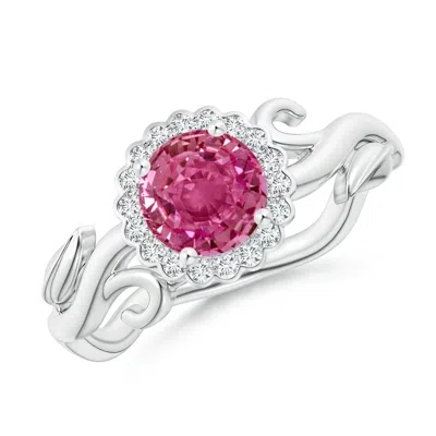 ANGARA VINTAGE INSPIRED PINK SAPPHIRE FLOWER AND VINE RING