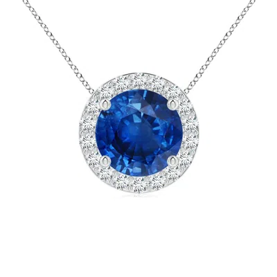 ANGARA VINTAGE INSPIRED ROUND BLUE SAPPHIRE HALO PENDANT