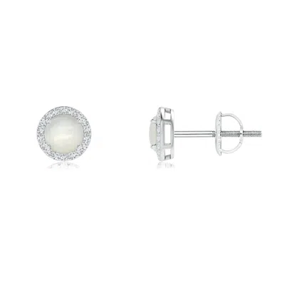ANGARA VINTAGE-INSPIRED ROUND MOONSTONE HALO STUD EARRINGS