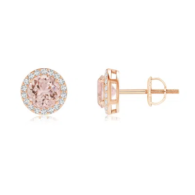 ANGARA VINTAGE-INSPIRED ROUND MORGANITE HALO STUD EARRINGS
