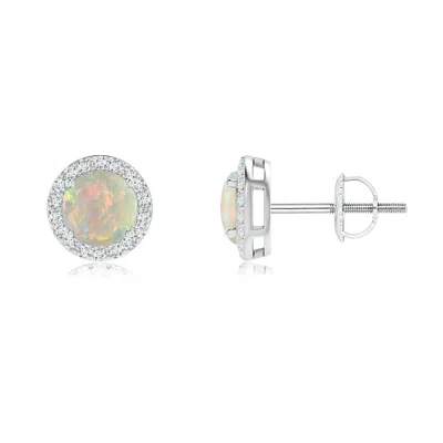 ANGARA VINTAGE-INSPIRED ROUND OPAL HALO STUD EARRINGS