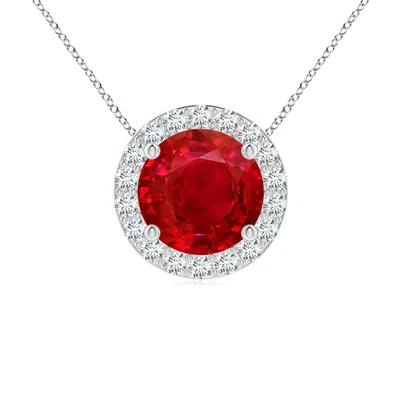 ANGARA VINTAGE INSPIRED ROUND RUBY HALO PENDANT