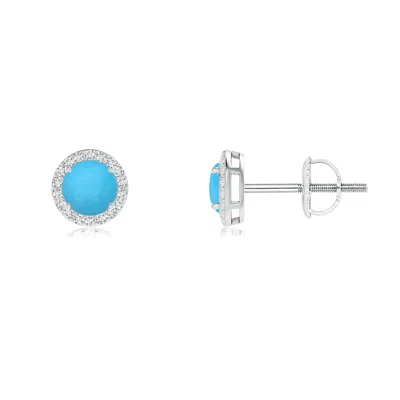 ANGARA VINTAGE-INSPIRED ROUND TURQUOISE HALO STUD EARRINGS