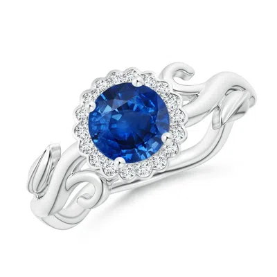 ANGARA VINTAGE INSPIRED SAPPHIRE FLOWER AND VINE RING