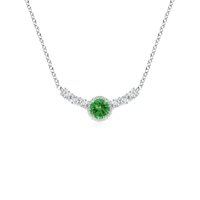 ANGARA VINTAGE INSPIRED TSAVORITE AND DIAMOND CURVED BAR PENDANT