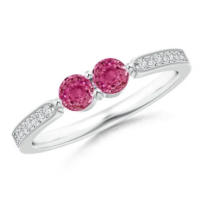 ANGARA VINTAGE INSPIRED TWO STONE PINK SAPPHIRE RING WITH DIAMONDS