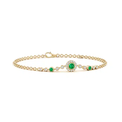 ANGARA VINTAGE STYLE BEZEL-SET EMERALD AND DIAMOND BRACELET