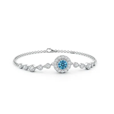 ANGARA VINTAGE STYLE BEZEL-SET FANCY INTENSE BLUE AND WHITE DIAMOND BRACELET