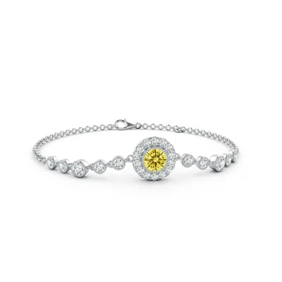 ANGARA VINTAGE STYLE BEZEL-SET FANCY INTENSE YELLOW AND WHITE DIAMOND BRACELET