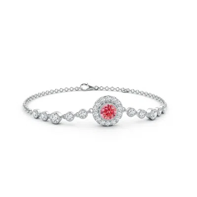 ANGARA VINTAGE STYLE BEZEL-SET LAB-GROWN FANCY INTENSE PINK AND WHITE DIAMOND BRACELET