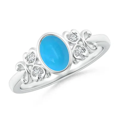 ANGARA VINTAGE STYLE BEZEL-SET OVAL TURQUOISE RING WITH DIAMONDS