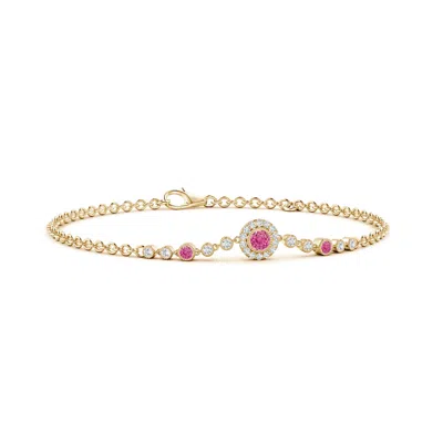 ANGARA VINTAGE STYLE BEZEL-SET PINK SAPPHIRE AND DIAMOND BRACELET