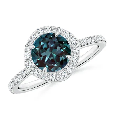 ANGARA VINTAGE STYLE CLAW-SET ROUND LAB-GROWN ALEXANDRITE HALO RING