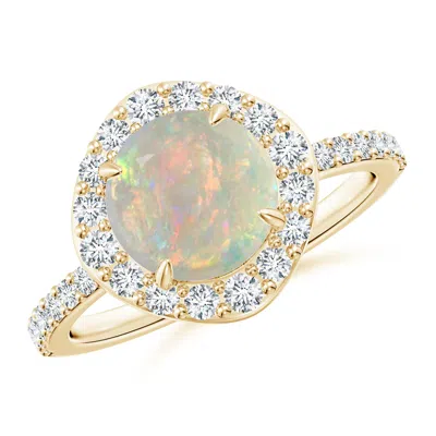 ANGARA VINTAGE STYLE CLAW-SET ROUND OPAL HALO RING
