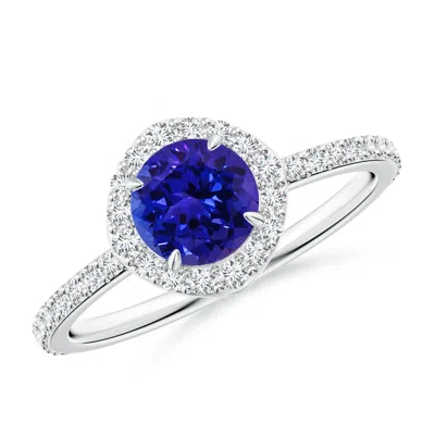 ANGARA VINTAGE STYLE CLAW-SET ROUND TANZANITE HALO RING