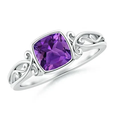 ANGARA VINTAGE STYLE CUSHION AMETHYST SOLITAIRE RING