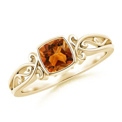 ANGARA VINTAGE STYLE CUSHION CITRINE SOLITAIRE RING