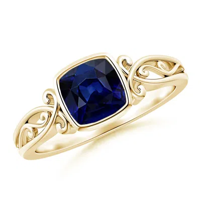 ANGARA VINTAGE STYLE CUSHION SAPPHIRE SOLITAIRE RING