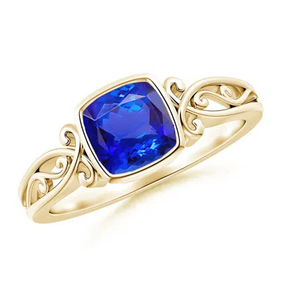 ANGARA VINTAGE STYLE CUSHION TANZANITE SOLITAIRE ENGAGEMENT RING