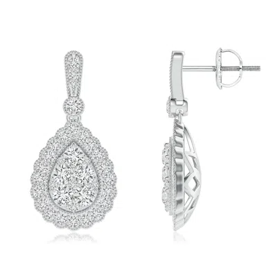 ANGARA VINTAGE STYLE DIAMOND CLUSTER EARRINGS WITH SCALLOPED HALO