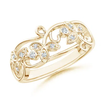 ANGARA VINTAGE STYLE DIAMOND FLOWER SCROLL RING