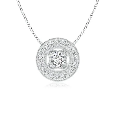 ANGARA VINTAGE STYLE DIAMOND HALO PENDANT WITH MILGRAIN DETAILING