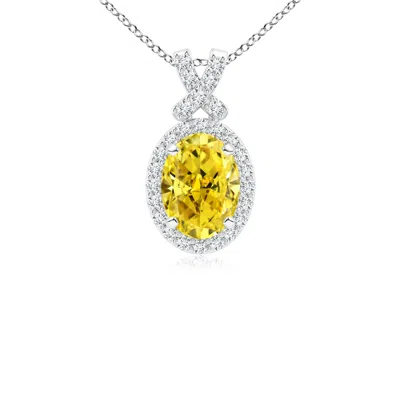ANGARA VINTAGE STYLE FANCY INTENSE YELLOW DIAMOND PENDANT WITH HALO