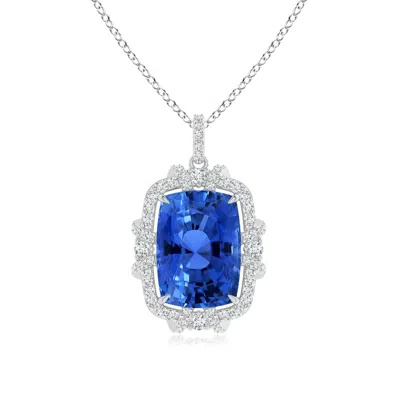 ANGARA VINTAGE STYLE GIA CERTIFIED BLUE SAPPHIRE HALO PENDANT