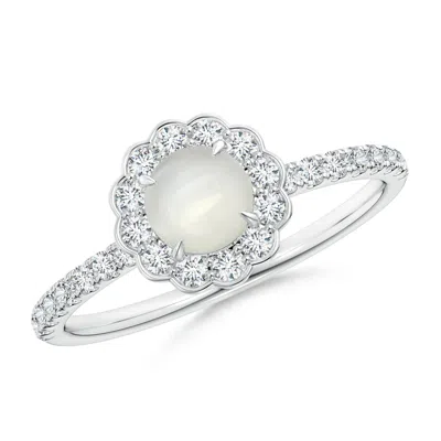 ANGARA VINTAGE STYLE MOONSTONE FLOWER RING WITH DIAMOND ACCENTS