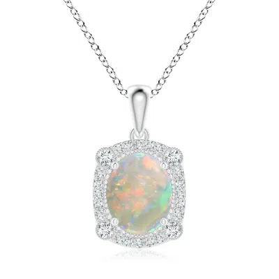 ANGARA VINTAGE STYLE OPAL PENDANT WITH BEZEL-SET DIAMONDS