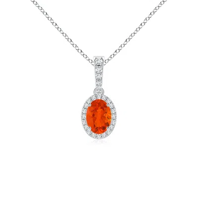 ANGARA VINTAGE STYLE OVAL FIRE OPAL HALO PENDANT