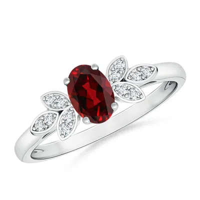 ANGARA VINTAGE STYLE OVAL GARNET RING WITH DIAMOND ACCENTS