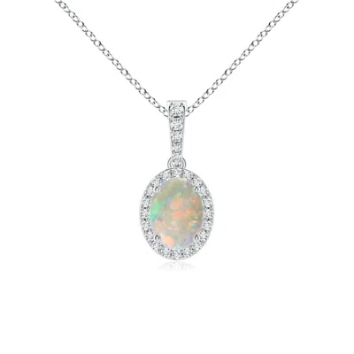 ANGARA VINTAGE STYLE OVAL OPAL HALO PENDANT