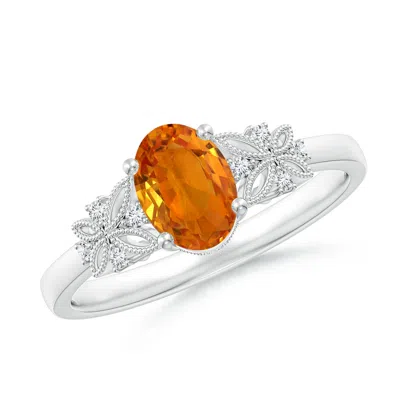 ANGARA VINTAGE STYLE OVAL ORANGE SAPPHIRE RING WITH DIAMONDS