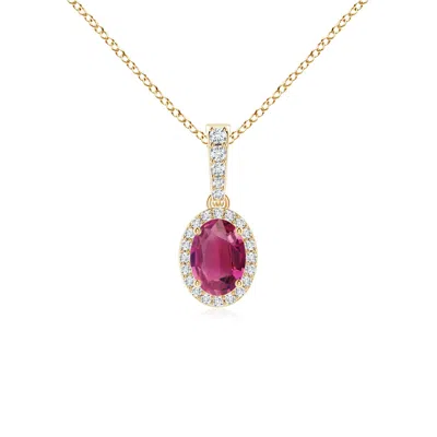 ANGARA VINTAGE STYLE OVAL PINK TOURMALINE HALO PENDANT