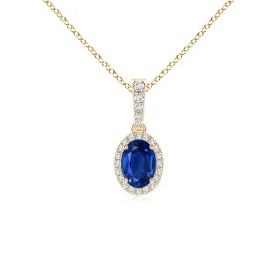 ANGARA VINTAGE STYLE OVAL SAPPHIRE HALO PENDANT