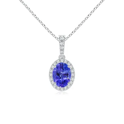 ANGARA VINTAGE STYLE OVAL TANZANITE HALO PENDANT