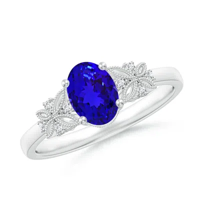ANGARA VINTAGE STYLE OVAL TANZANITE RING WITH DIAMONDS