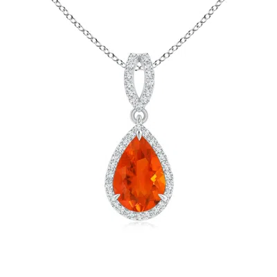 ANGARA VINTAGE STYLE PEAR FIRE OPAL HALO PENDANT