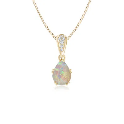 ANGARA VINTAGE STYLE PEAR OPAL DROP PENDANT WITH DIAMONDS