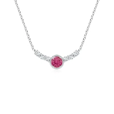 ANGARA VINTAGE STYLE PINK SAPPHIRE AND DIAMOND CURVED BAR PENDANT