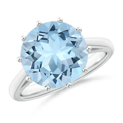 ANGARA VINTAGE STYLE ROUND AQUAMARINE SOLITAIRE RING