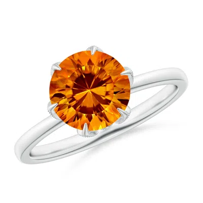 ANGARA VINTAGE STYLE ROUND CITRINE SOLITAIRE FLORAL RING