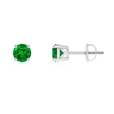 ANGARA VINTAGE STYLE ROUND EMERALD SOLITAIRE STUD EARRINGS