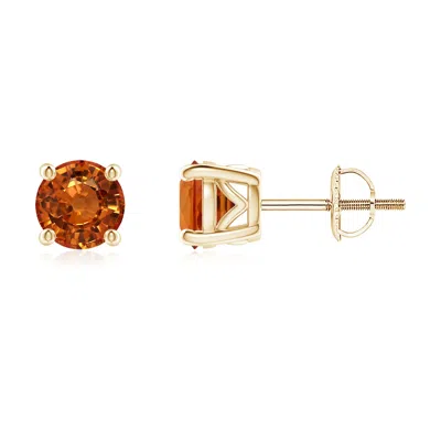 ANGARA VINTAGE STYLE ROUND ORANGE SAPPHIRE SOLITAIRE STUD EARRINGS